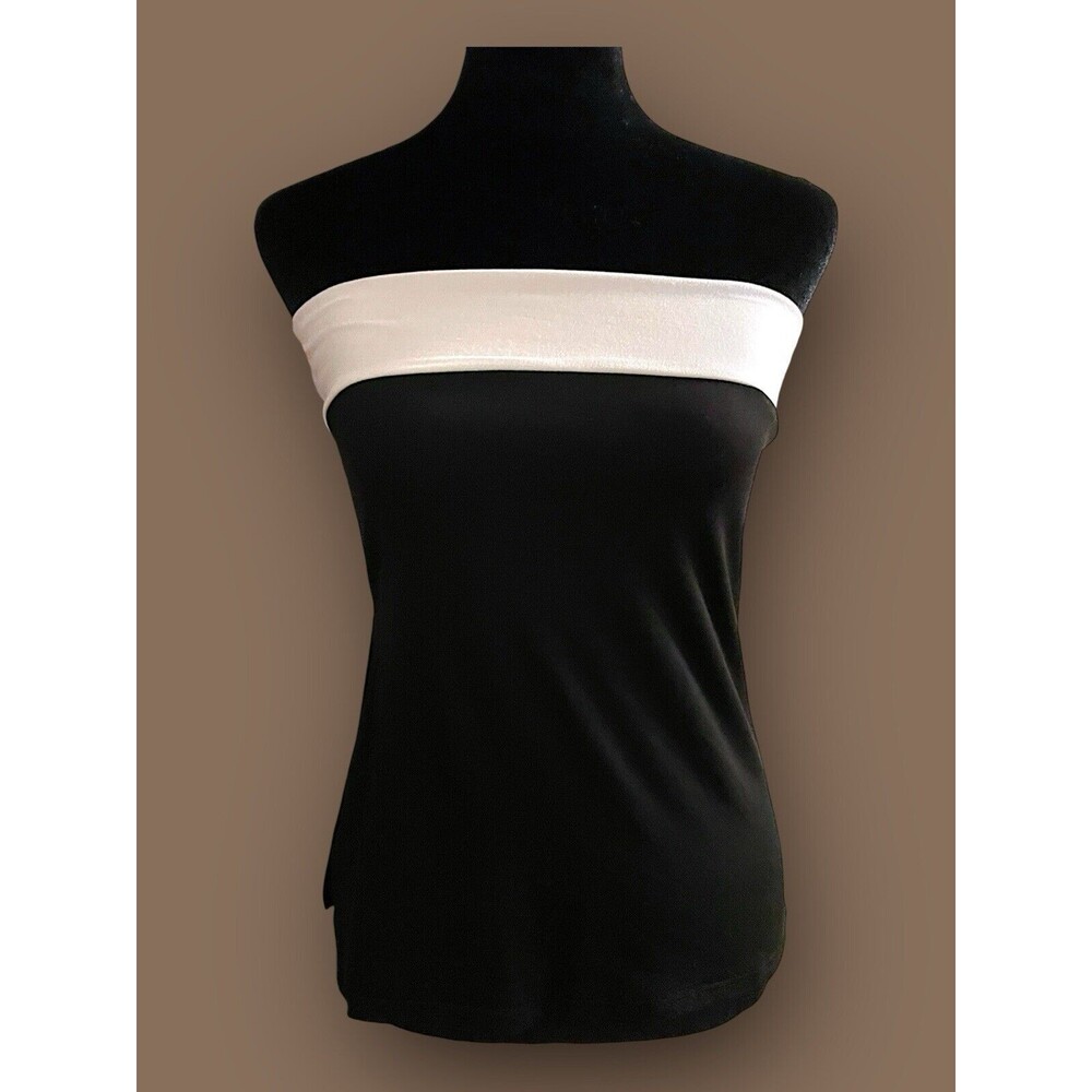 Black White Strapless Tube Top Classic  Bandeau Casual Summer Night Out